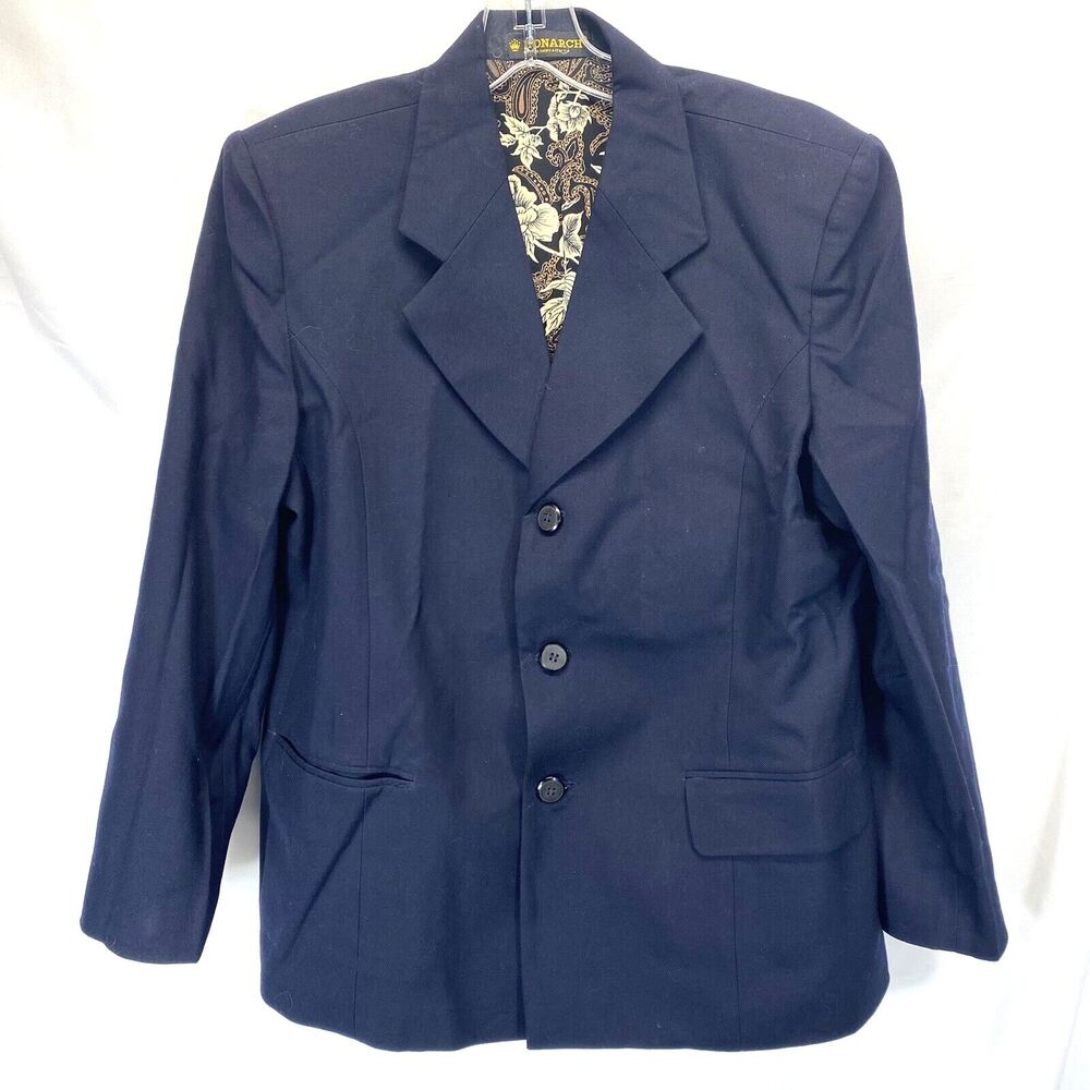 Vintage Monarch Women's/Men? Blazer Blue Lined 3 button (No Size/Material Tags)